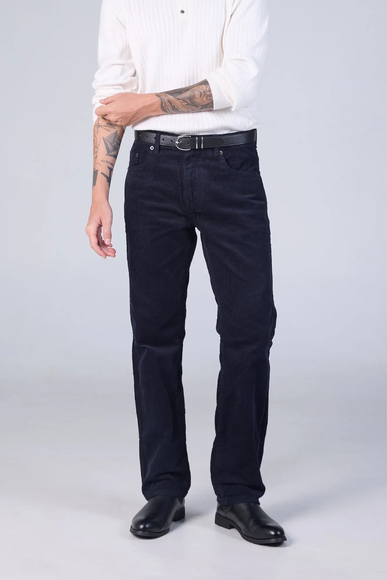 Jack Russel - Men Corduloy Pants - Klassik J-1200/DB Straight Fit Dark Blue