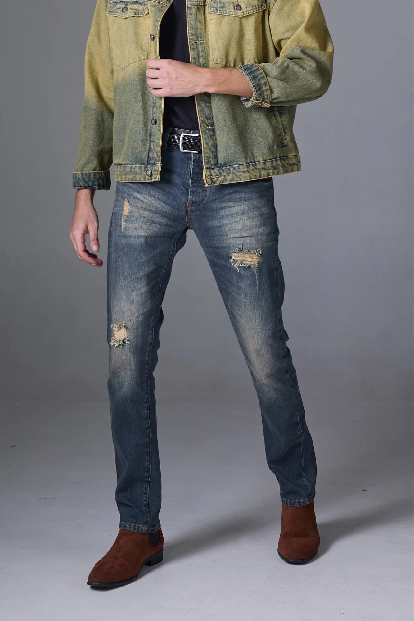 Jack Russel - Men Jeans - Handwerk J-NORM Slim Fit Vintage Midnight Blue Rust Faded
