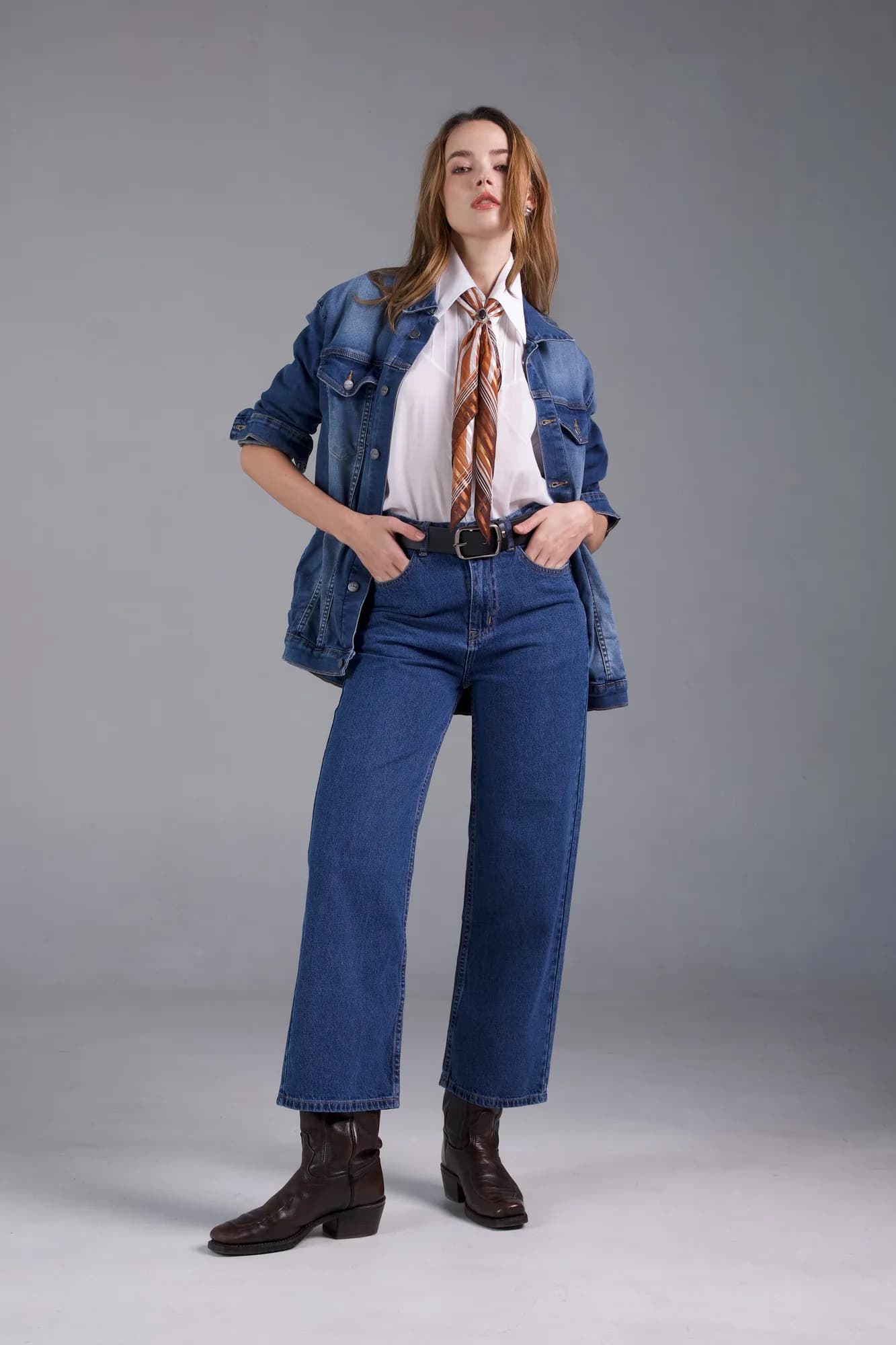 Jack Russel - Women Jeans - Klassik JF-128/IB Wide Leg Indigo blue High Waisted