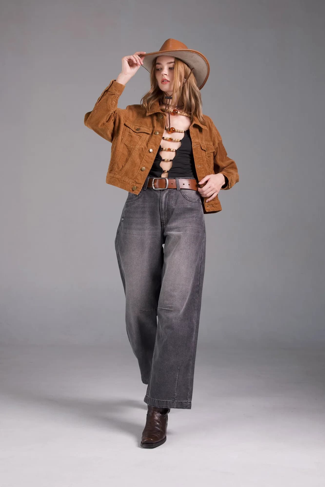 Jack Russel - Women Jeans - Handwerk JF-163/BK Baggy Black Low Waisted