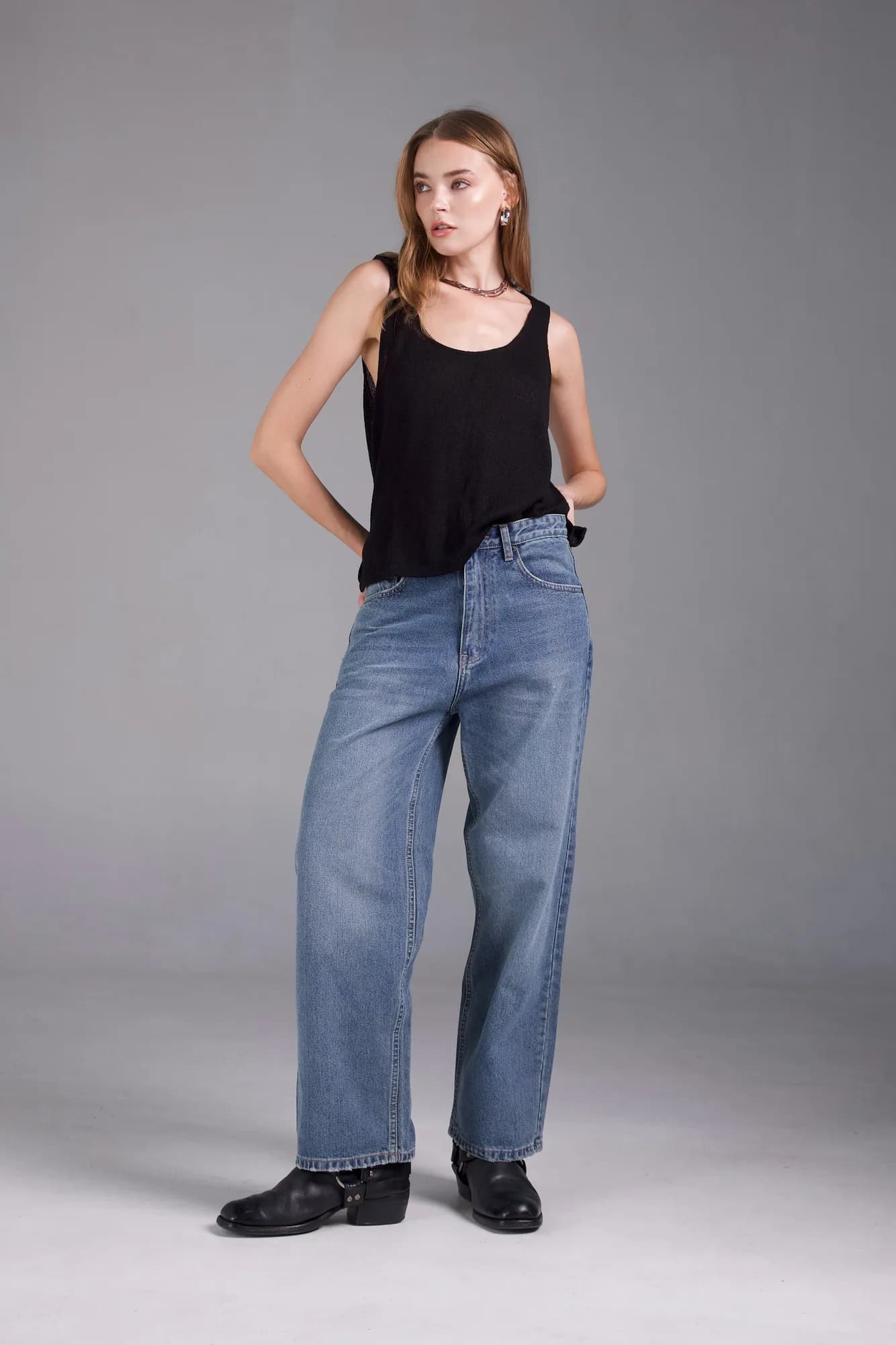 Jack Russel - Women Jeans - Handwerk JF-164 Baggy Dark Blue Low Waisted