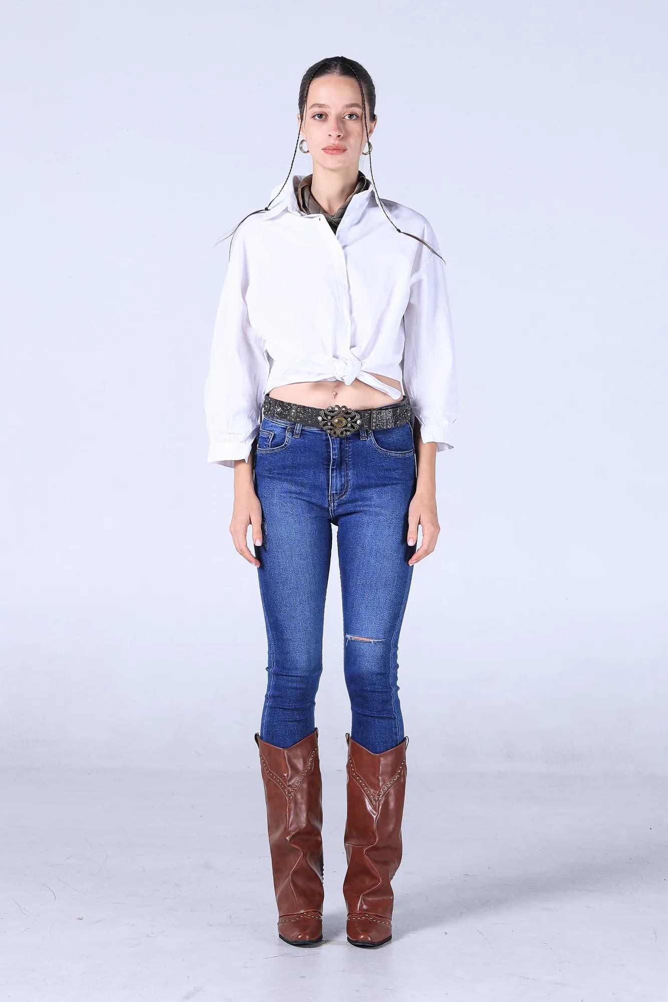 Jack Russel - Women Jeans - Klassik JF-208 Skinny Fit Medium Blue High Waisted