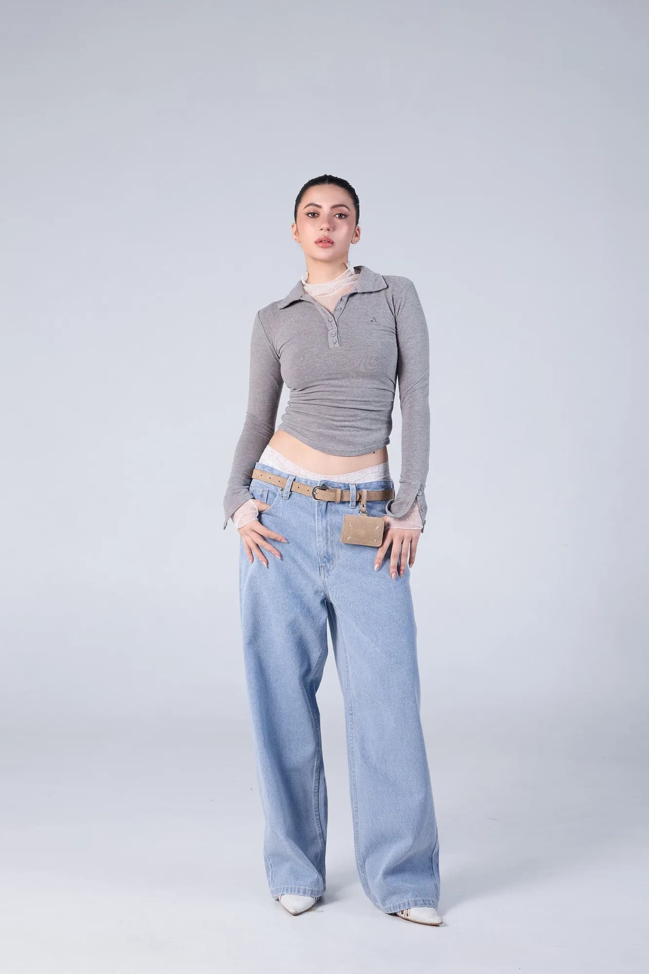 Jack Russel - Women Jeans - Klassik JF-399 Baggy Wide Leg Low Rise Blue