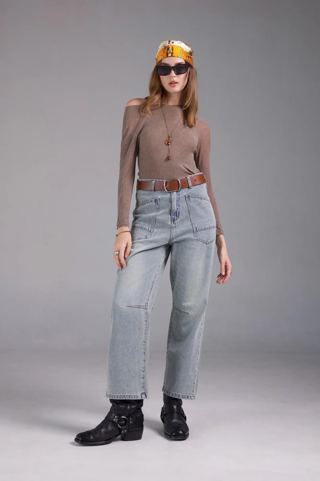 Jack Russel - Women Jeans - Handwerk JF-LOLA Wide Leg Light blue with White fading High Waisted