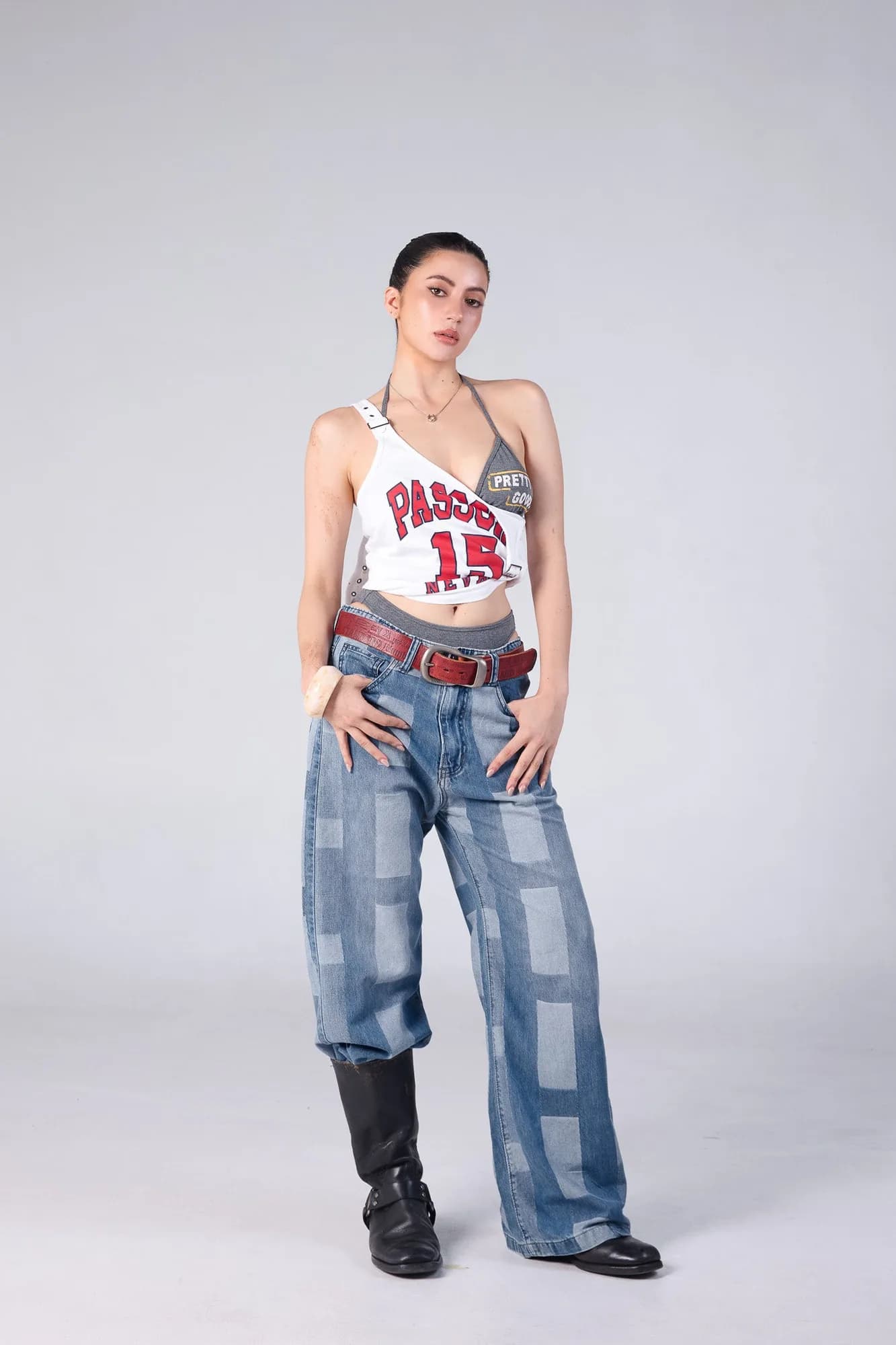 Jack Russel - Women Jeans - Handwerk JF-PAT Baggy Wide Leg Low Fade Mosaic