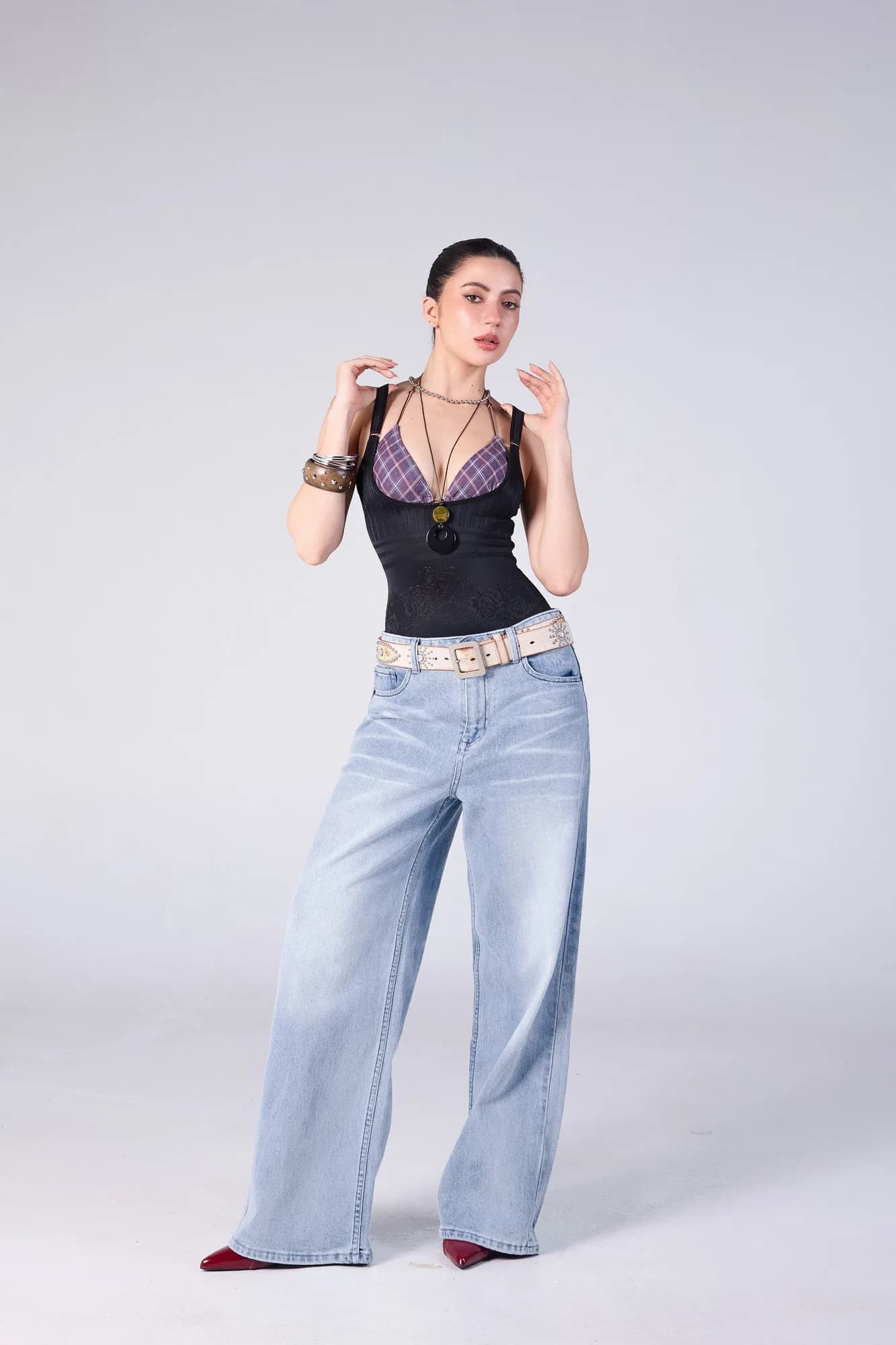 Jack Russel - Women Jeans - Handwerk JF-RONN/BL Baggy Wide Leg Low Blue