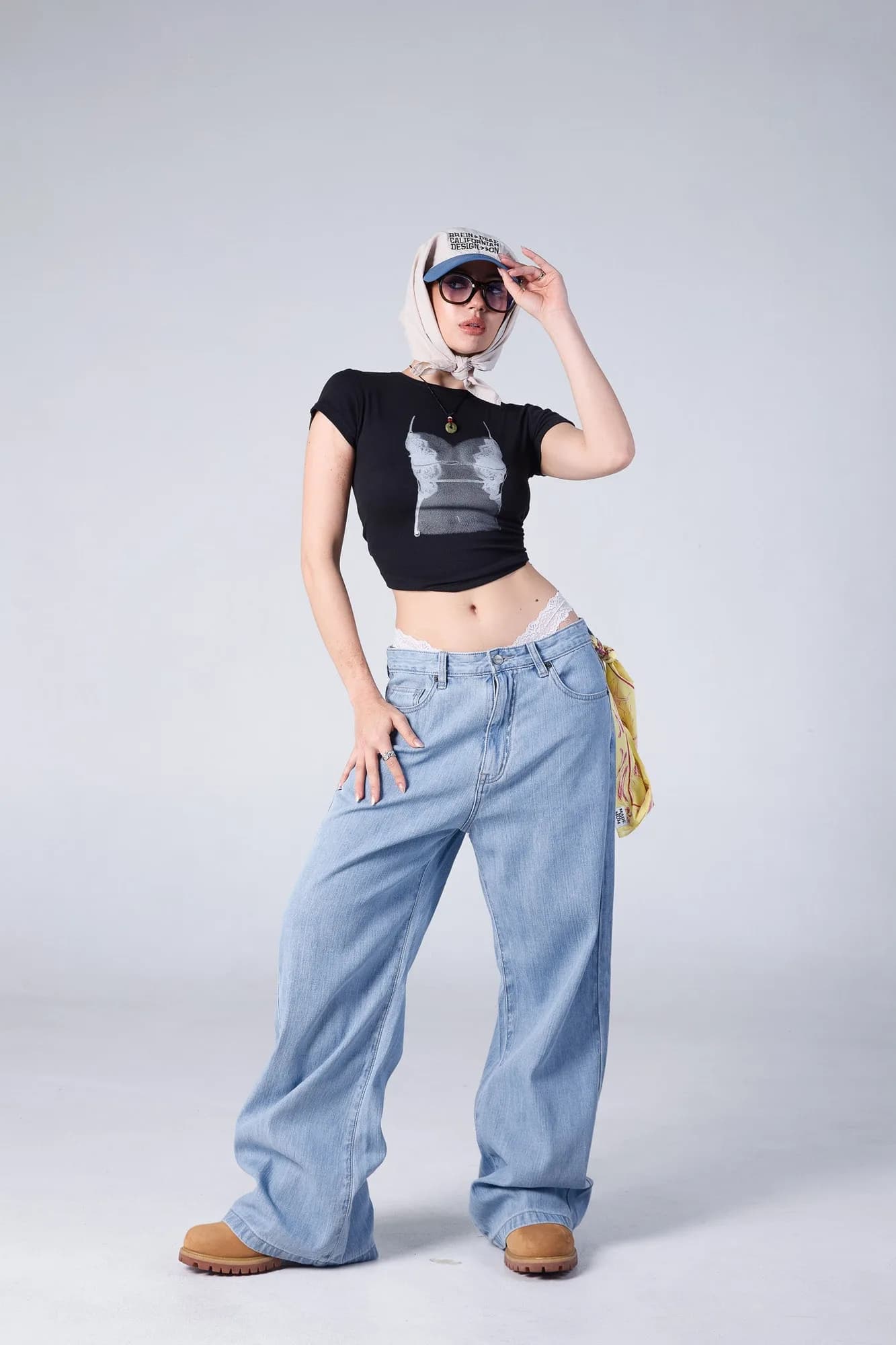 Jack Russel - Women Jeans - Handwerk JF-STRIPE Baggy Wide Leg Low Soft Horizon