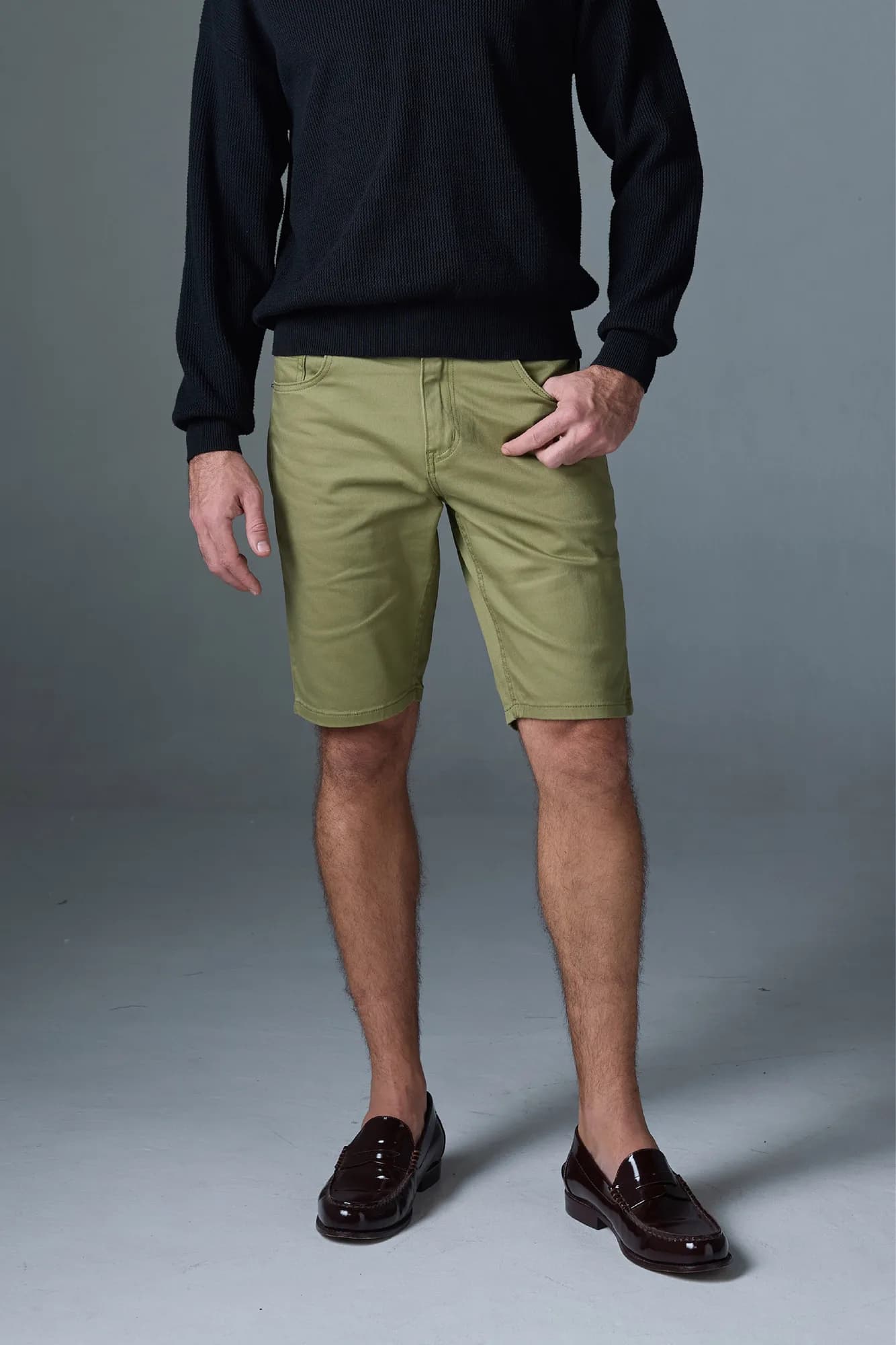 Men Shorts Straight Fit - Klassik JS-1/26 Straight Fit Olive Green