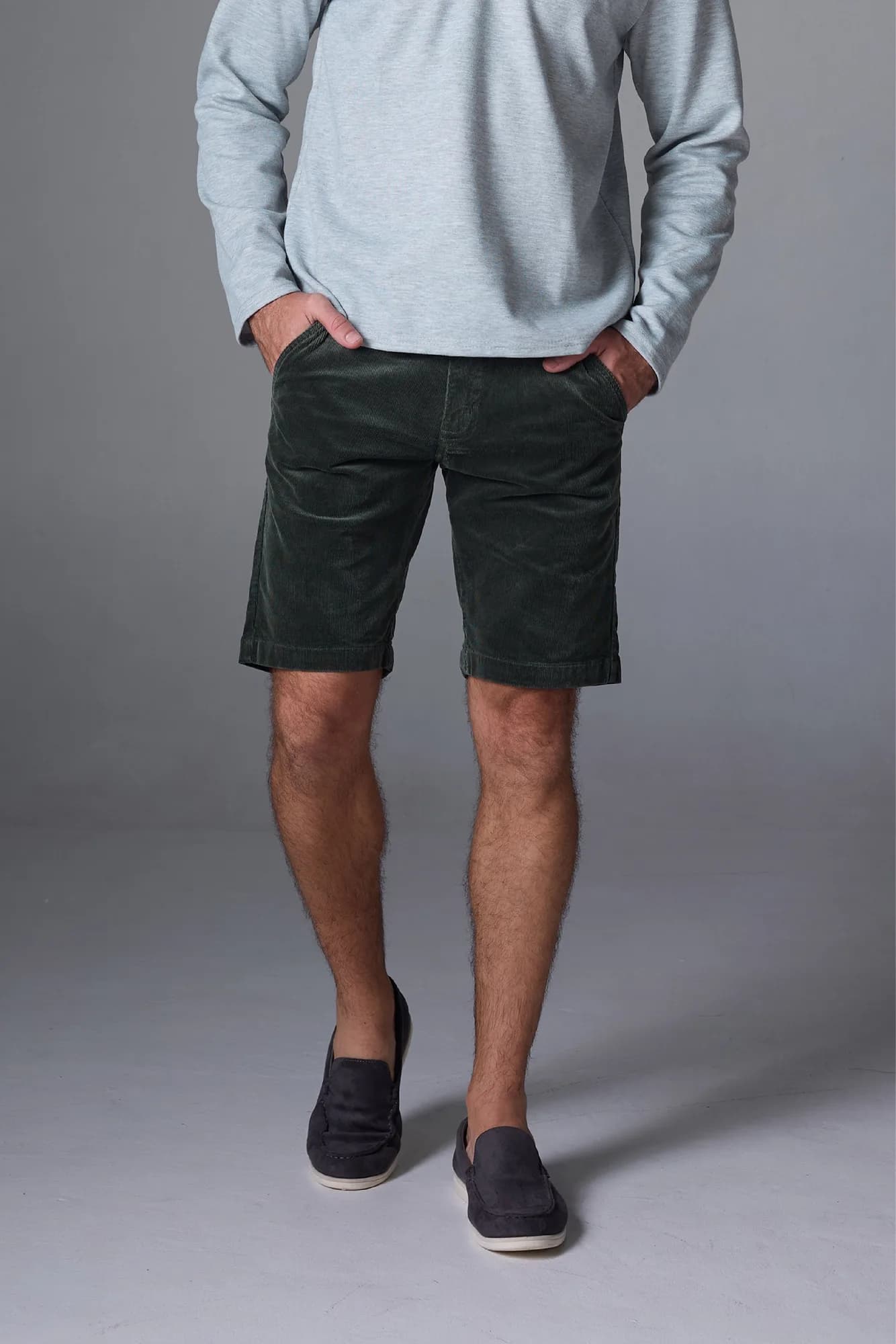 Jack Russel - Men Couduroy Shorts - Handwerk JS-222/GRN Slim Fit Green