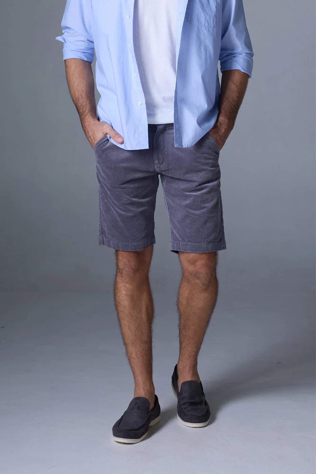 Jack Russel - Men Couduroy Shorts - Handwerk JS-222/LG Slim Fit Light Grey