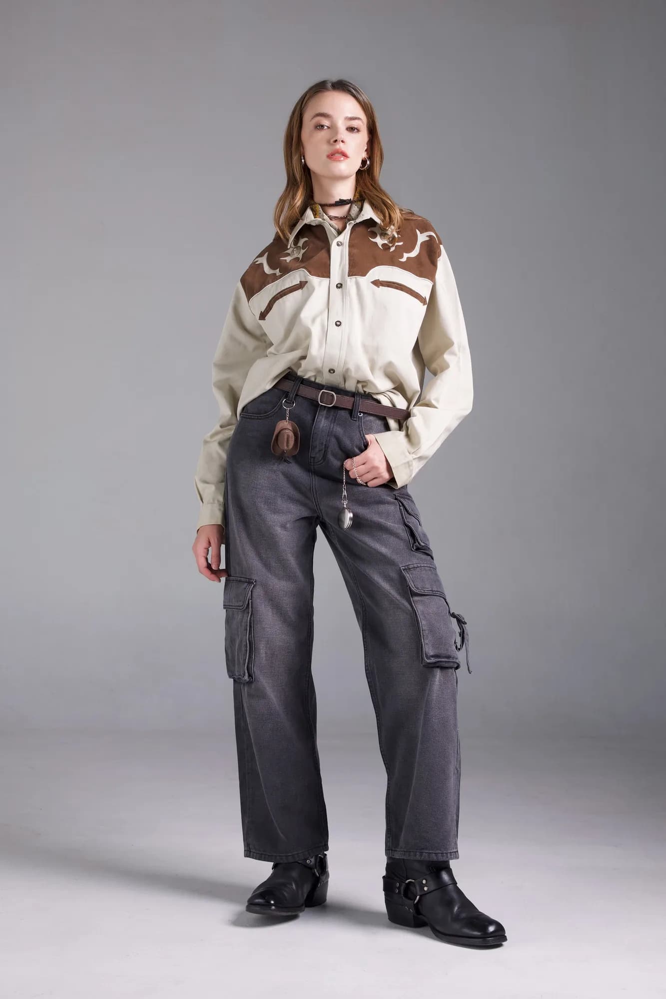 Jack Russel - Women Cargo - Handwerk JF-162 Regular Cargo Black smoke Soft fade High Waisted